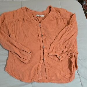 We The Free.   Lightweight Gauze Top in Burnt Orange Size Medium